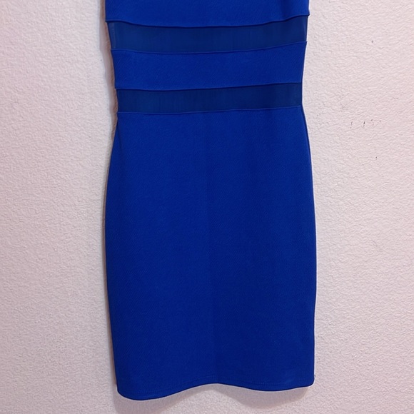 Soprano Blue Semi Sheer Bodycon Mini Dress. Size XS - Picture 3 of 8